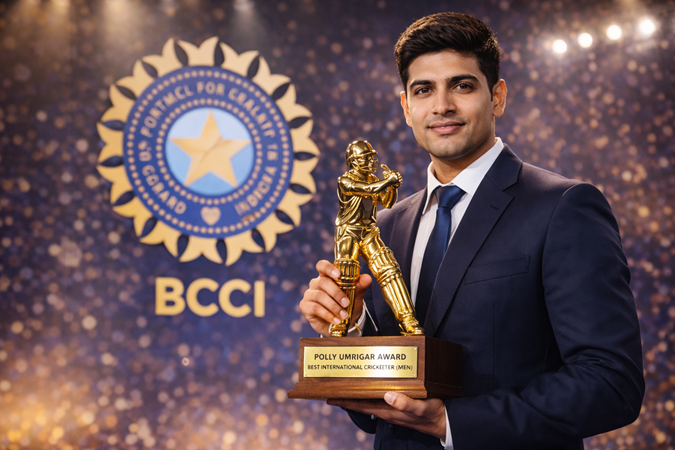 Shubman Gill Receives Polly Umrigar Award for Best International Cricketer (Men) 2024–25